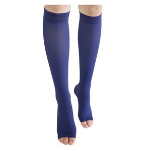 15-20mmHg Open Toe Compression Socks Blue Toeless